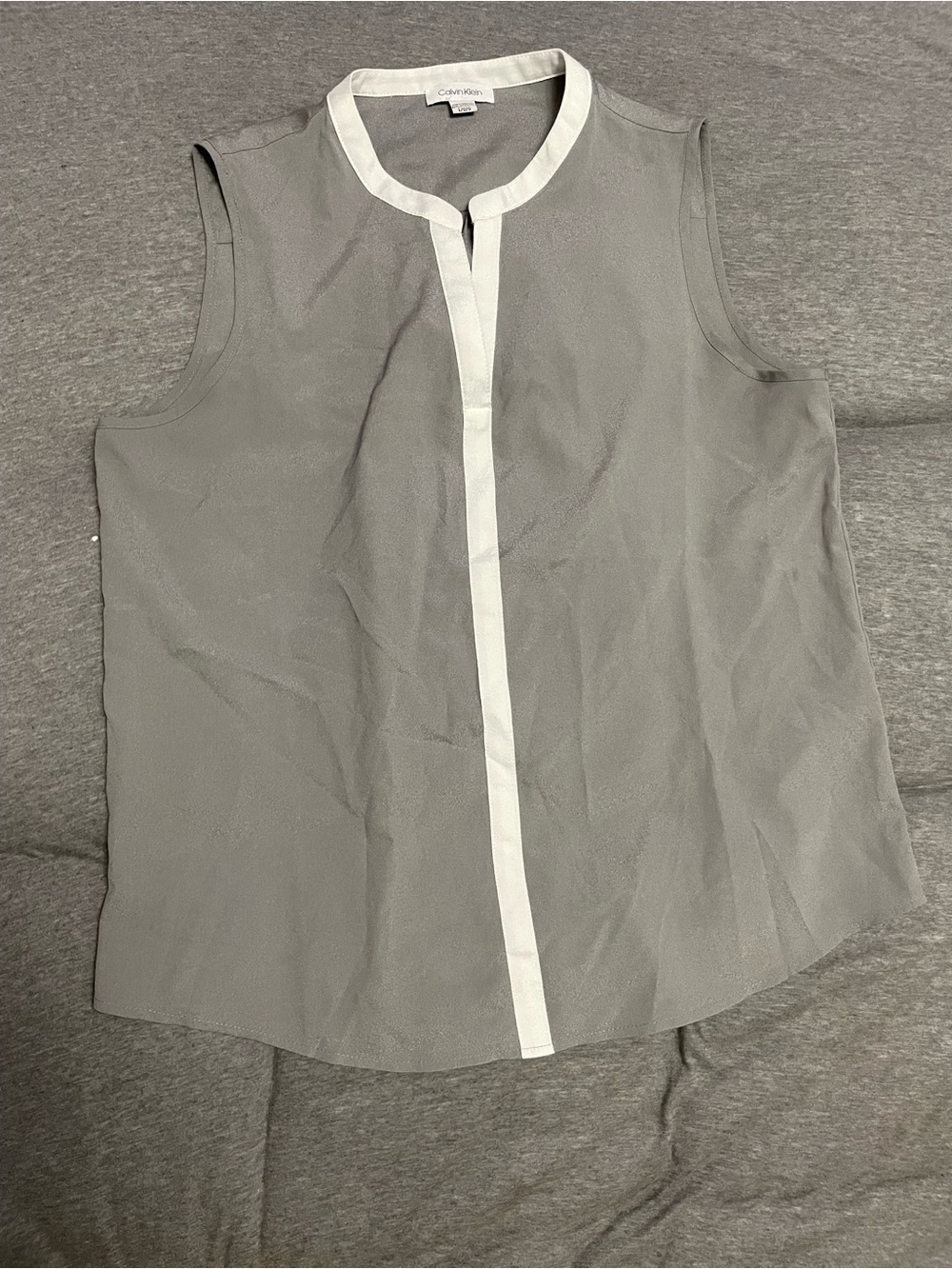 Calvin Klein Gray Sleeveless Top with White Placket
